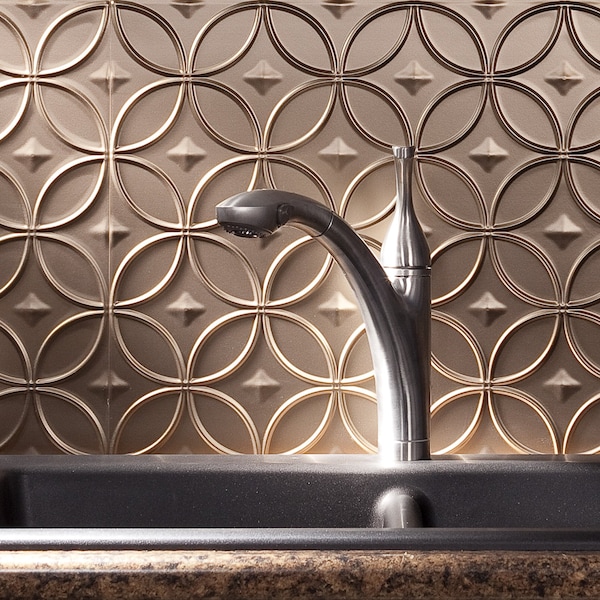 Fasade Fasade 18in x 24in Rings Argent Bronze Backsplash Panel 5pk - PB6128