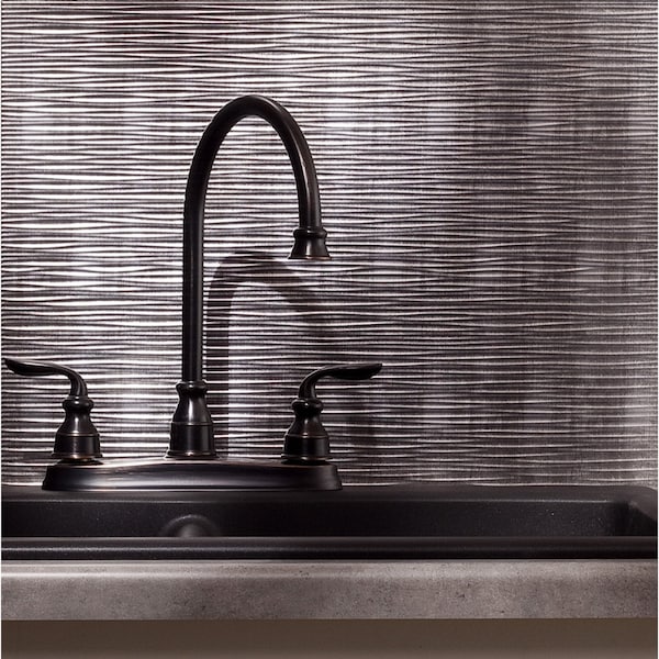 Fasade Fasade 18in x 24in Ripple Crosshatch Silver Backsplash Panel 5pk - PB6221