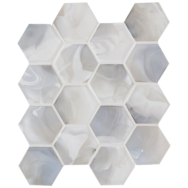 Msi Akoya Pearl Hexagon 10.95 In. X 12.6 In. Glass Mosaic Tile, 15PK - ZOR-MD-0528