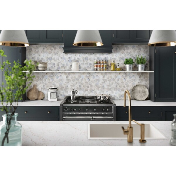 Msi Akoya Pearl Hexagon 10.95 In. X 12.6 In. Glass Mosaic Tile, 15PK - ZOR-MD-0528