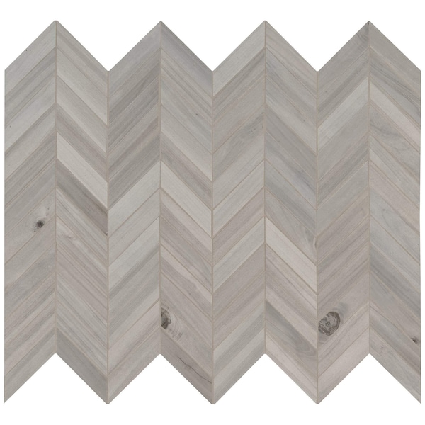Msi Havenwood Platinum Chevron 12 In. X 15 In. Glazed Porcelain Mesh-Mounted Mosaic Tile, 8PK - ZOR-PT-0566