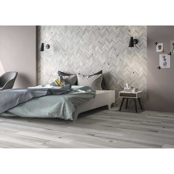 Msi Havenwood Platinum Chevron 12 In. X 15 In. Glazed Porcelain Mesh-Mounted Mosaic Tile, 8PK - ZOR-PT-0566