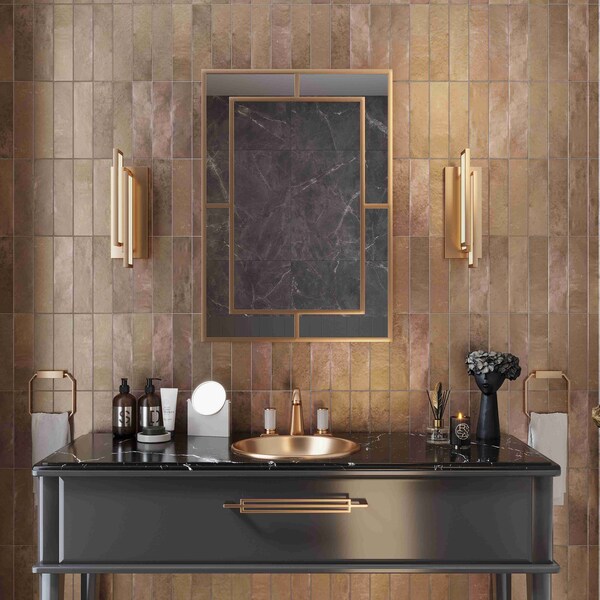 Apollo Tile Bravura 2.5 x 10 in. Matte Bronze Ceramic Subway Wall Tile 5.06 sq ft/case, 30PK - GAL88BRZ2510
