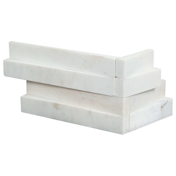 Msi Cosmic White "L" Corner 3D Wave Ledger Panel SAMPLE Honed Marble Wall Tile - ZOR-PNL-0031-SAM