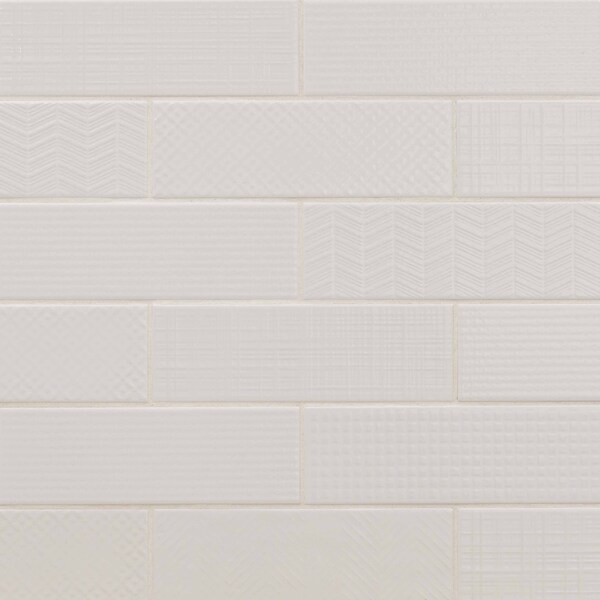 Msi Urbano Pure 3D Mix SAMPLE Glossy Ceramic White Textured Subway Tile - ZOR-PT-0524-SAM