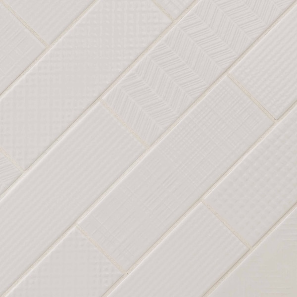 Msi Urbano Pure 3D Mix SAMPLE Glossy Ceramic White Textured Subway Tile - ZOR-PT-0524-SAM