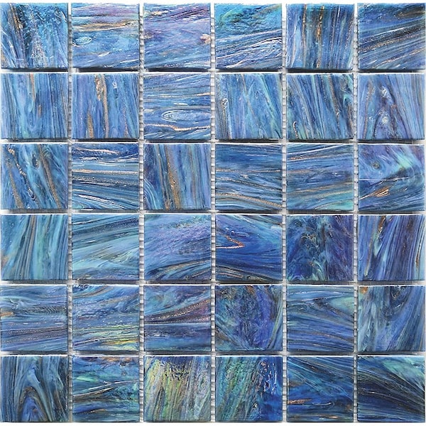 Apollo Tile Celestial 12 in. x 12 in. Glossy Midnight Blue Glass Mosaic Wall and Floor Tile 10 sq. ft./case 10-pack - APL2ST88BL547