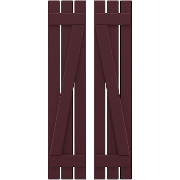 Ekena Millwork Americraft 3-Board (2 Batten) Wood Spaced Board-n-Batten Shutters w/ Z-Bar, ARW102SB311X62WRH, PR - ARW102SB311X62WRH