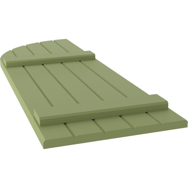 Ekena Millwork Americraft 5-Board (2 Batten) Wood Joined Board-n-Batten Shutters w/ Arch Top, ARW101BQ518X69MGH, PR - ARW101BQ518X69MGH