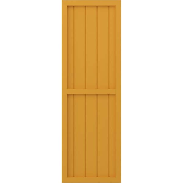 Ekena Millwork Americraft 5-Board Exterior Wood 2 Equal Panel Framed Board-n-Batten Shutters, ARW101BF518X83TUH, PR - ARW101BF518X83TUH