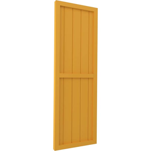 Ekena Millwork Americraft 5-Board Exterior Wood 2 Equal Panel Framed Board-n-Batten Shutters, ARW101BF518X83TUH, PR - ARW101BF518X83TUH