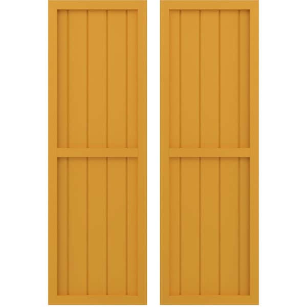 Ekena Millwork Americraft 5-Board Exterior Wood 2 Equal Panel Framed Board-n-Batten Shutters, ARW101BF518X83TUH, PR - ARW101BF518X83TUH