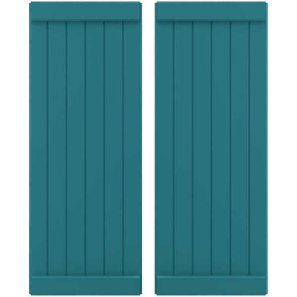 Ekena Millwork Americraft 6-Board Exterior Wood Joined Board-n-Batten Shutters w/ End Batten, ARW103BB621X75ANH, PR - ARW103BB621X75ANH