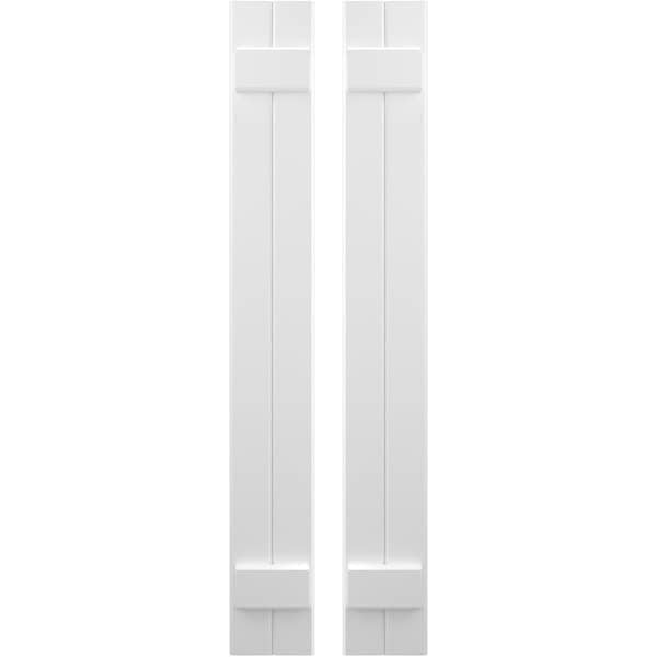 Ekena Millwork Americraft 2-Board (2 Batten) Exterior Real Wood Joined Board-n-Batten Shutters, ARW101BB207X70WHH, PR - ARW101BB207X70WHH
