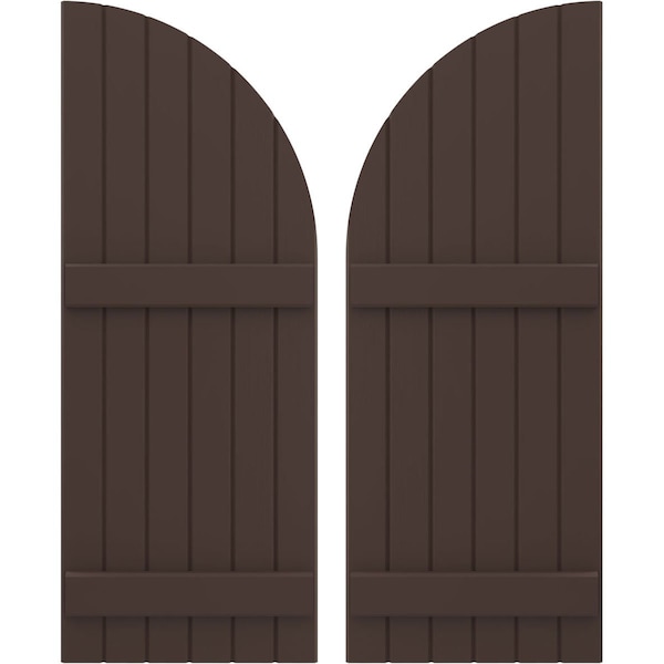 Ekena Millwork Americraft 6-Board (2 Batten) Wood Joined Board-n-Batten Shutters w/ Arch Top, ARW101BQ621X69TBH, PR - ARW101BQ621X69TBH