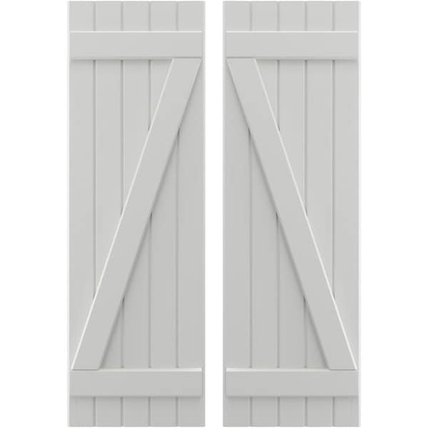 Ekena Millwork Americraft 5-Board (2 Batten) Wood Joined Board-n-Batten Shutters w/ Z-Bar, ARW102BB518X44STH, PR - ARW102BB518X44STH
