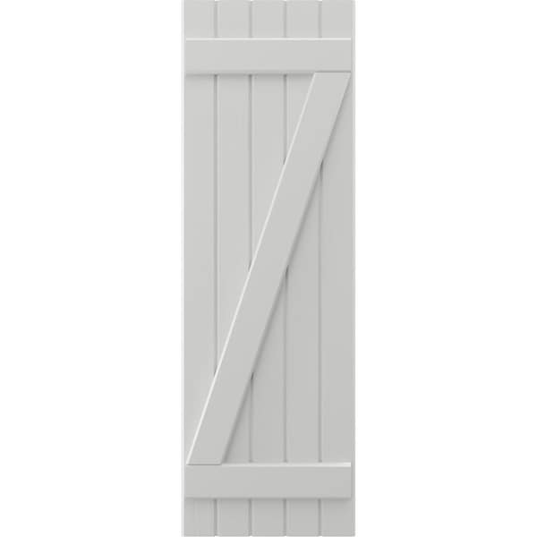 Ekena Millwork Americraft 5-Board (2 Batten) Wood Joined Board-n-Batten Shutters w/ Z-Bar, ARW102BB518X44STH, PR - ARW102BB518X44STH