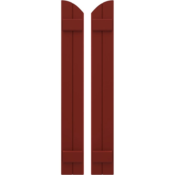 Ekena Millwork Americraft 2-Board (2 Batten) Wood Joined Board-n-Batten Shutters w/Ellipt Top, ARW101BE207X62MRH, PR - ARW101BE207X62MRH