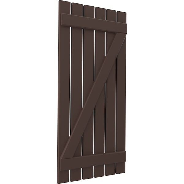 Ekena Millwork Americraft 6-Board (2 Batten) Wood Spaced Board-n-Batten Shutters w/ Z-Bar, ARW102SB623X76TBH, PR - ARW102SB623X76TBH