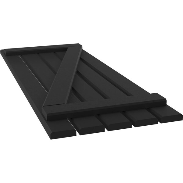 Ekena Millwork Americraft 5-Board (2 Batten) Wood Spaced Board-n-Batten Shutters w/ Z-Bar, ARW102SB519X76BLH, PR - ARW102SB519X76BLH
