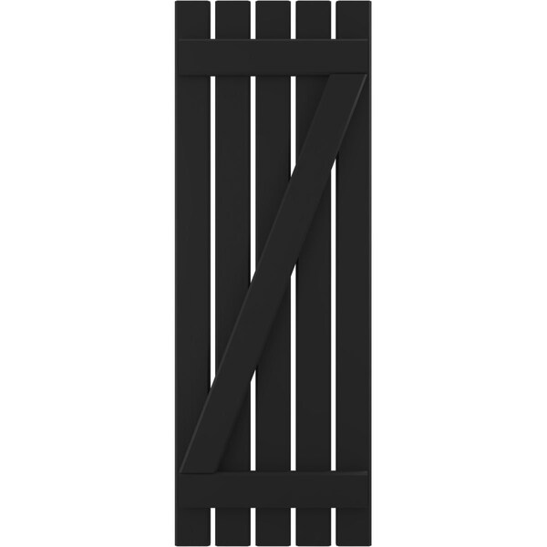 Ekena Millwork Americraft 5-Board (2 Batten) Wood Spaced Board-n-Batten Shutters w/ Z-Bar, ARW102SB519X76BLH, PR - ARW102SB519X76BLH