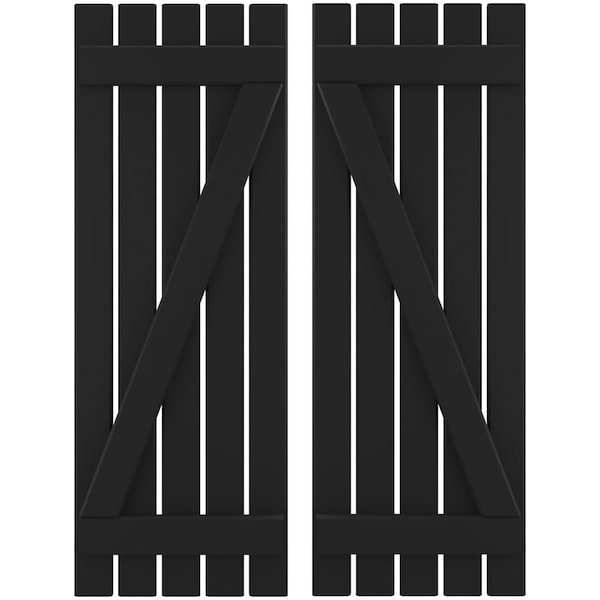 Ekena Millwork Americraft 5-Board (2 Batten) Wood Spaced Board-n-Batten Shutters w/ Z-Bar, ARW102SB519X76BLH, PR - ARW102SB519X76BLH