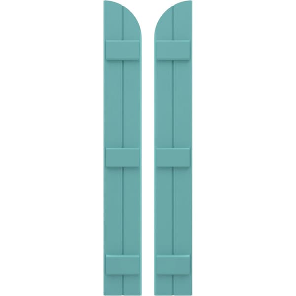 Ekena Millwork Americraft 2-Board (3 Batten) Wood Joined Board-n-Batten Shutters w/ Arch Top, ARW401BQ207X75PTH, PR - ARW401BQ207X75PTH