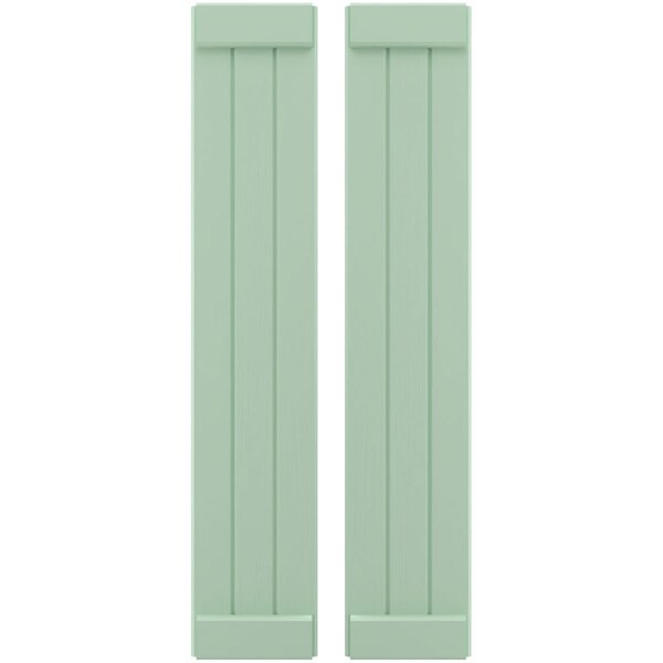 Ekena Millwork Americraft 3-Board Exterior Wood Joined Board-n-Batten Shutters w/ End Batten, ARW103BB311X47SGH, PR - ARW103BB311X47SGH