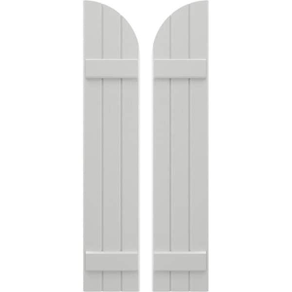 Ekena Millwork Americraft 3-Board (2 Batten) Wood Joined Board-n-Batten Shutters w/ Arch Top, ARW101BQ311X65STH, PR - ARW101BQ311X65STH