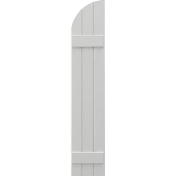 Ekena Millwork Americraft 3-Board (2 Batten) Wood Joined Board-n-Batten Shutters w/ Arch Top, ARW101BQ311X65STH, PR - ARW101BQ311X65STH