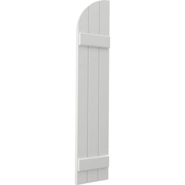 Ekena Millwork Americraft 3-Board (2 Batten) Wood Joined Board-n-Batten Shutters w/ Arch Top, ARW101BQ311X65STH, PR - ARW101BQ311X65STH