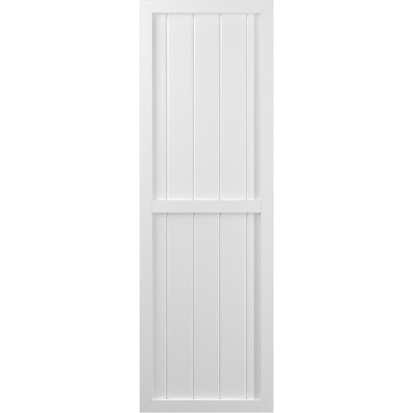 Ekena Millwork Americraft 5-Board Exterior Wood 2 Equal Panel Framed Board-n-Batten Shutters, ARW101BF518X33WHH, PR - ARW101BF518X33WHH
