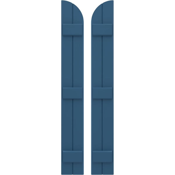 Ekena Millwork Americraft 2-Board (3 Batten) Wood Joined Board-n-Batten Shutters w/ Arch Top, ARW401BQ207X49HBH, PR - ARW401BQ207X49HBH
