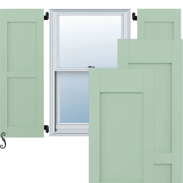 Ekena Millwork Americraft 2 Equal Flat Panel Exterior Real Wood Shutters, RW101FP12X66SGH, PR - RW101FP12X66SGH