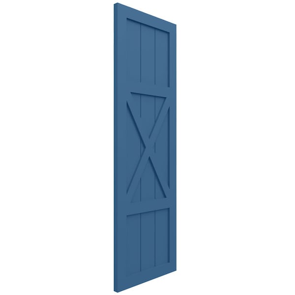 Ekena Millwork True Fit PVC Center X-Board Farmhouse Fixed Mount Shutters, Sojourn Blue , 15W x 68H, PR - TFP107FH15X068HB
