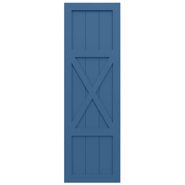 Ekena Millwork True Fit PVC Center X-Board Farmhouse Fixed Mount Shutters, Sojourn Blue , 15W x 68H, PR - TFP107FH15X068HB