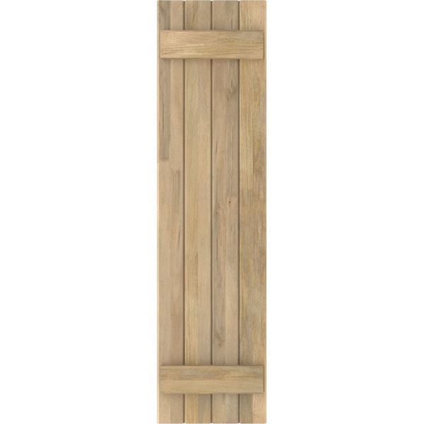 Ekena Millwork Americraft 4-Board (2 Batten) Exterior Real Wood Joined Board-n-Batten Shutters, ARW101BB414X50UNH, PR - ARW101BB414X50UNH
