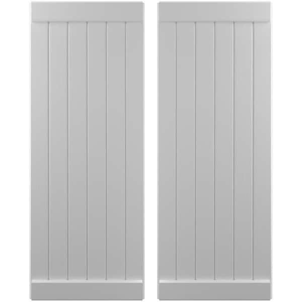 Ekena Millwork Americraft 6-Board Exterior Wood Joined Board-n-Batten Shutters w/ End Batten, ARW103BB621X82PRH - ARW103BB621X82PRH
