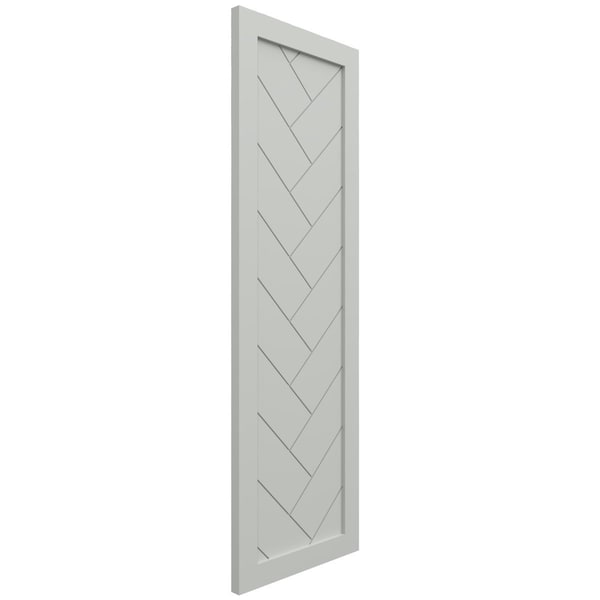 Ekena Millwork True Fit PVC Single Panel Herringbone Modern Style Fixed Mount Shutters, Hailstorm Gray, 18"W x 25"H - TFP001HB18X025ST