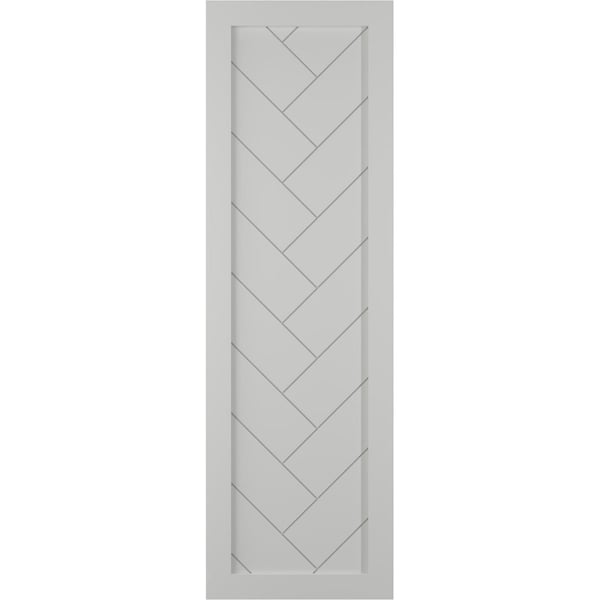 Ekena Millwork True Fit PVC Single Panel Herringbone Modern Style Fixed Mount Shutters, Hailstorm Gray, 18"W x 25"H - TFP001HB18X025ST