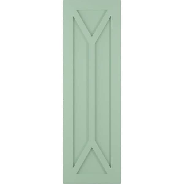 Ekena Millwork True Fit PVC San Carlos Mission Style Fixed Mount Shutters, Seaglass, 15W x 25H, PR - TFP001SC15X025SG