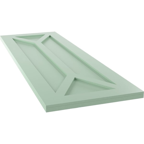 Ekena Millwork True Fit PVC San Carlos Mission Style Fixed Mount Shutters, Seaglass, 15W x 25H, PR - TFP001SC15X025SG