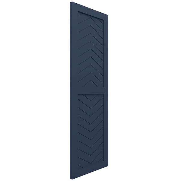 Ekena Millwork True Fit PVC Two Panel Chevron Modern Style Fixed Mount Shutters, Starless Night Blue, 18W x 27H, PR - TFP101CV18X027OB