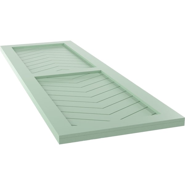 Ekena Millwork True Fit PVC Two Panel Chevron Modern Style Fixed Mount Shutters, Seaglass, 12W x 34H, PR - TFP101CV12X034SG