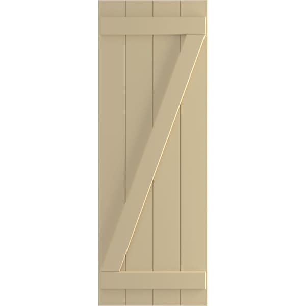 Ekena Millwork True Fit PVC, Four Board Joined Board-n-Batten Shutters w/Z-Bar, Natural Twine , 21 1/2W x 36H, PR - TFP102BBF21X036NT