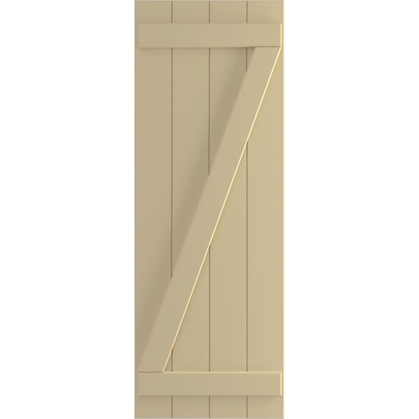Ekena Millwork True Fit PVC, Four Board Joined Board-n-Batten Shutters w/Z-Bar, Natural Twine , 21 1/2W x 36H, PR - TFP102BBF21X036NT
