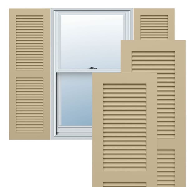 Ekena Millwork True Fit PVC, Two Equal Louver Shutters, Natural Twine, 15W x 55H, PR - TFP101LVF15X055NT