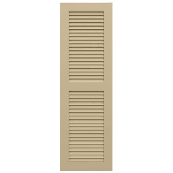 Ekena Millwork True Fit PVC, Two Equal Louver Shutters, Natural Twine, 15W x 55H, PR - TFP101LVF15X055NT