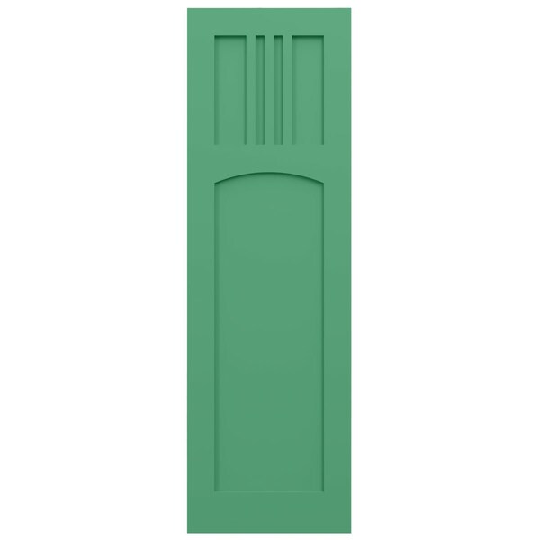 Ekena Millwork True Fit PVC San Miguel Mission Style Fixed Mount Shutters, Lilly Pads, 12W x 29H, PR - TFP001SM12X029LP