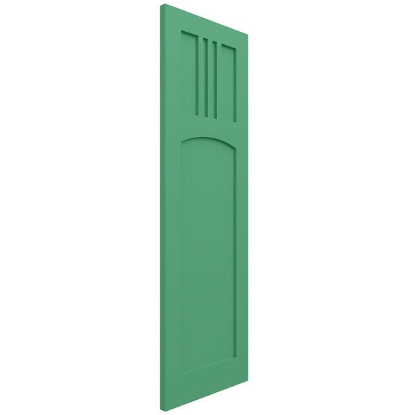 Ekena Millwork True Fit PVC San Miguel Mission Style Fixed Mount Shutters, Lilly Pads, 12W x 29H, PR - TFP001SM12X029LP